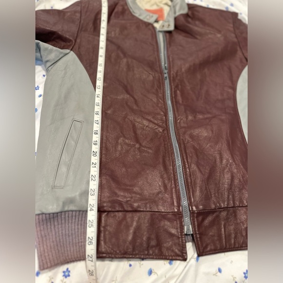 Vintage Mens Sz:M Indian Run Gray & Maroon Leather Motorcycle Jacket. Full Zip. - Picture 4 of 15